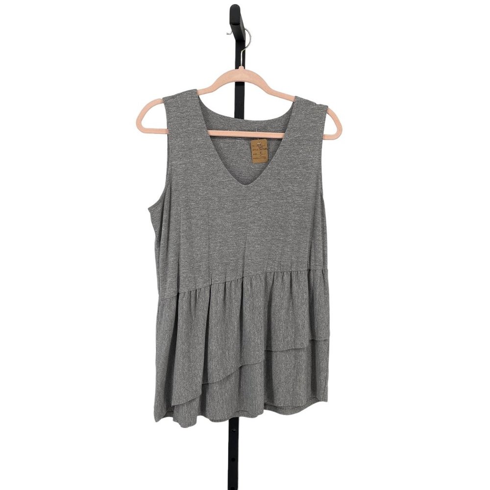 SOFT SURROUNDINGS Aurora Tiered Layered Tank Top Womens Med V Neck Asymmetrical - Picture 1 of 8
